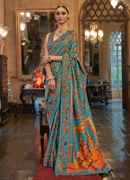 Classic Patola Silk Turquoise Weaving Saree