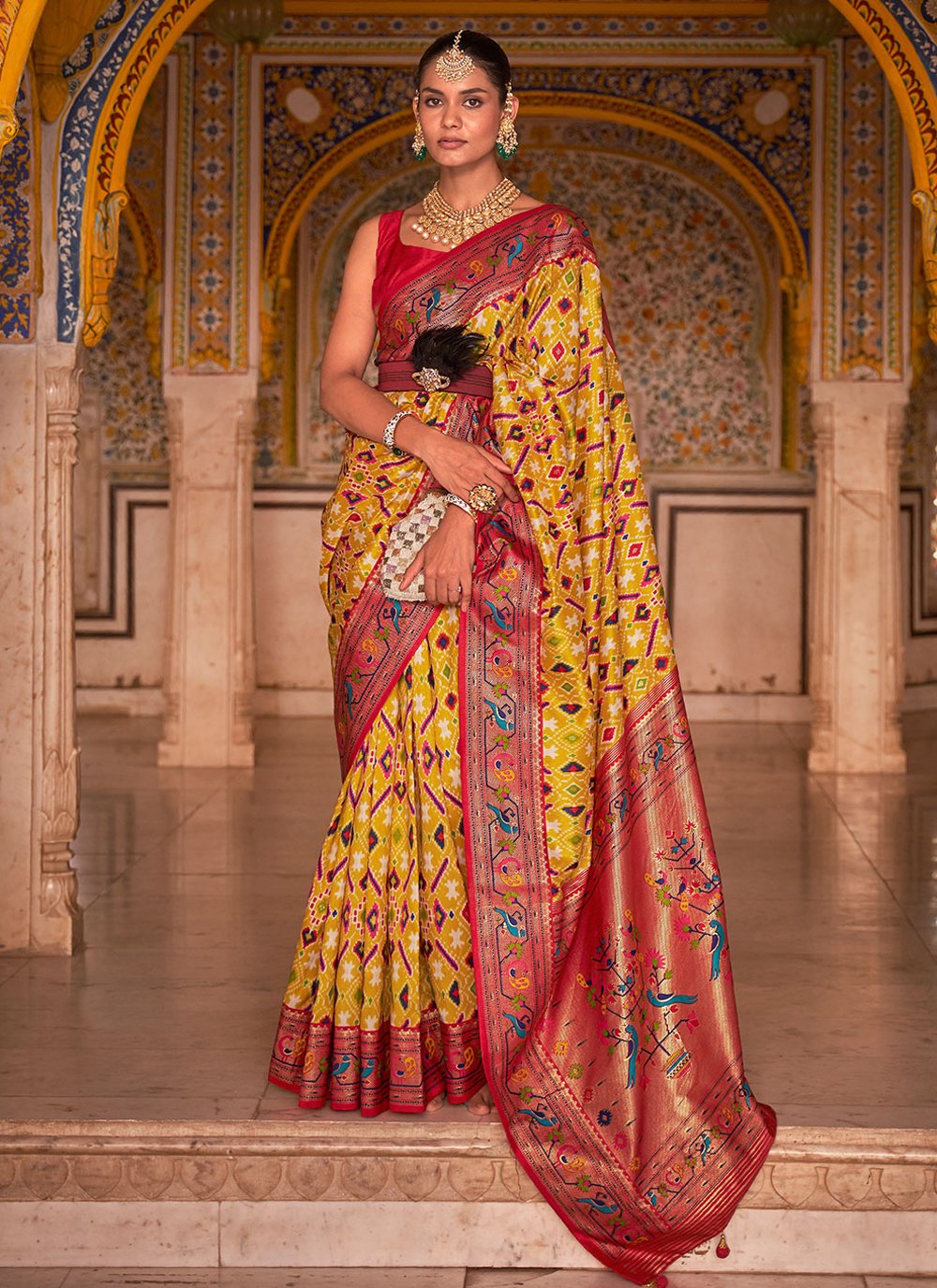 Contemporary Patola Silk Yellow Weaving Saree