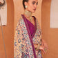 Contemporary Brasso Peach Purple Fancy Work Saree
