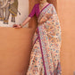 Contemporary Brasso Peach Purple Fancy Work Saree