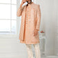 Indo Western Art Silk Peach Machine Embroidery Mens