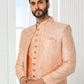 Indo Western Art Silk Peach Machine Embroidery Mens