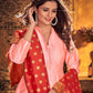 Salwar Suit Art Silk Peach Plain Salwar Kameez