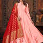 Salwar Suit Art Silk Peach Plain Salwar Kameez