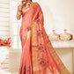 Classic Art Silk Peach Embroidered Saree