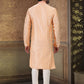 Kurta Pyjama Banarasi Silk Jacquard Peach Fancy Work Mens