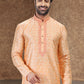 Kurta Pyjama Banarasi Silk Jacquard Peach Fancy Work Mens