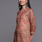 Party Wear Kurti Blended Cotton Peach Print Kurtis