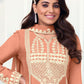 Sharara Set Chinon Peach Embroidered Salwar Kameez