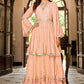 Lehenga Choli Chinon Peach Embroidered Lehenga Choli