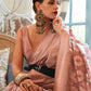 Classic Handloom Silk Tissue Peach Multi Saree