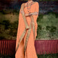 Classic Georgette Peach Foil Print Saree