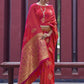 Contemporary Satin Silk Peach Weaving Saree
