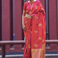 Contemporary Satin Silk Peach Weaving Saree