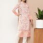 Designer Kurti Faux Crepe Peach Floral Patch Kurtis