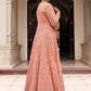 Salwar Suit Georgette Peach Embroidered Salwar Kameez