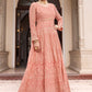 Salwar Suit Georgette Peach Embroidered Salwar Kameez