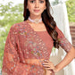 Traditional Saree Net Peach Embroidered Saree