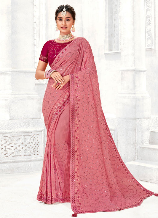 Trendy Saree Polyester Peach Digital Print Saree