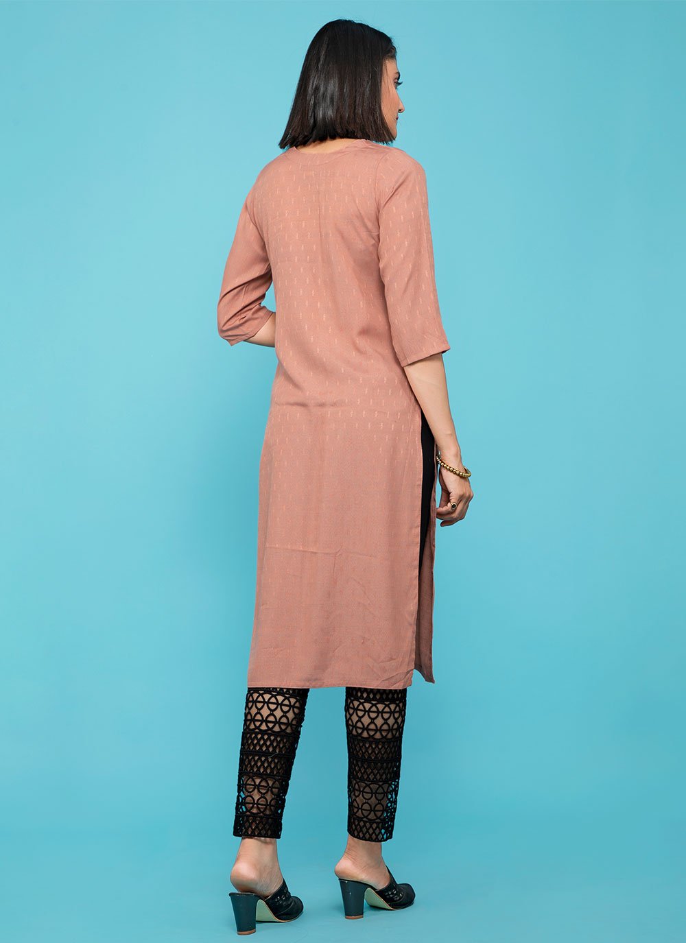 Casual Kurti Cotton Peach Print Kurtis