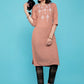 Casual Kurti Cotton Peach Print Kurtis