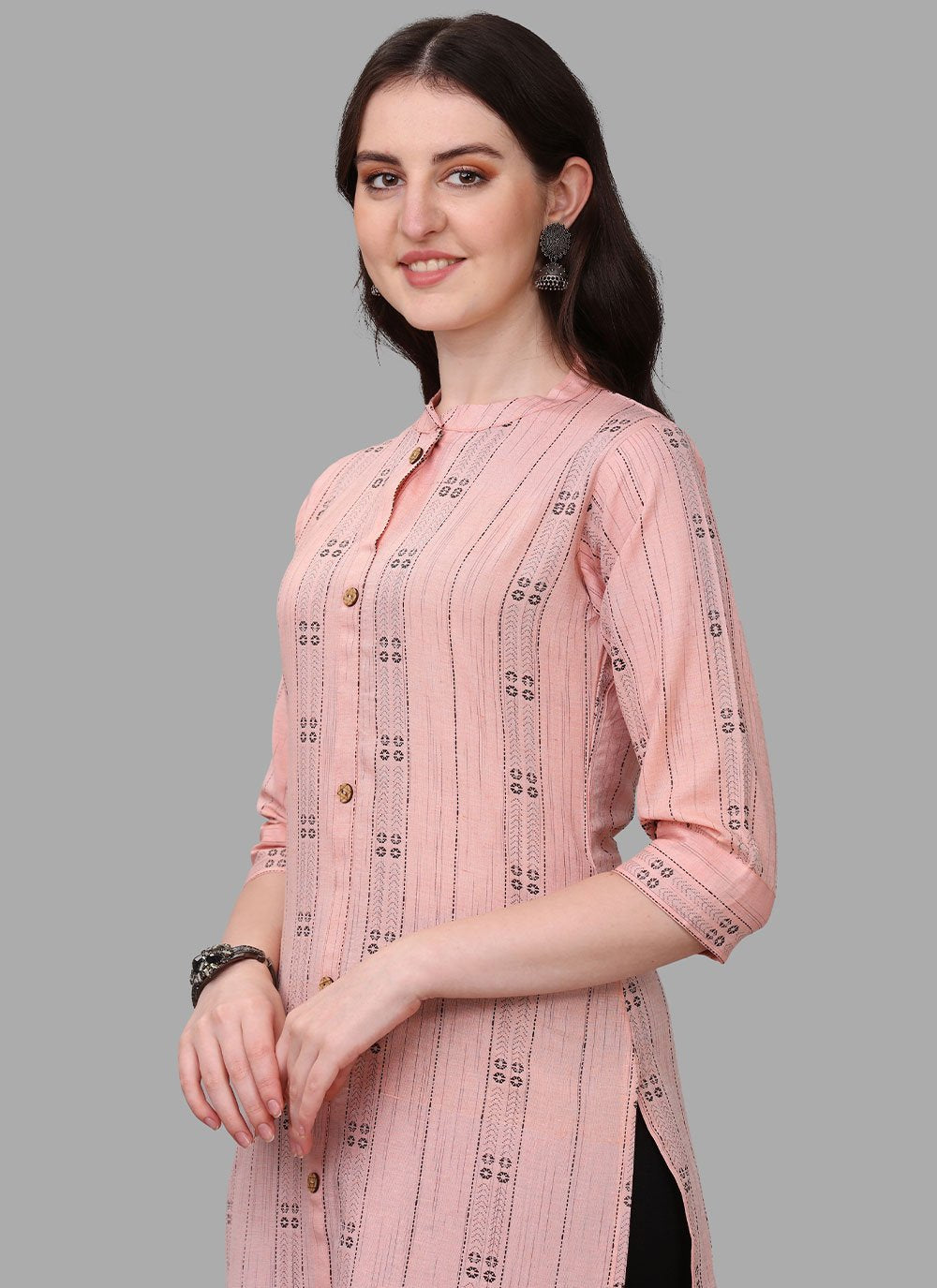 Casual Kurti Cotton Peach Weaving Kurtis