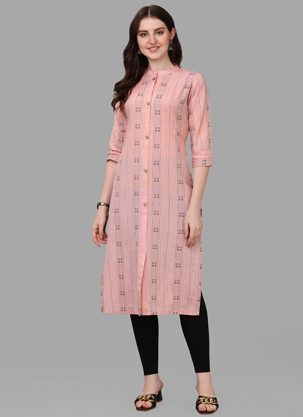 Casual Kurti Cotton Peach Weaving Kurtis