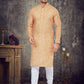 Kurta Pyjama Cotton Peach Digital Print Mens