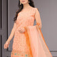 Salwar Suit Faux Georgette Peach Embroidered Salwar Kameez