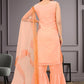 Salwar Suit Faux Georgette Peach Embroidered Salwar Kameez