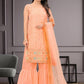 Salwar Suit Faux Georgette Peach Embroidered Salwar Kameez