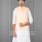 Nehru Jackets Linen Silk Peach Embroidered Mens