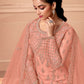 Pakistani Salwar Suit Net Peach Embroidered Salwar Kameez