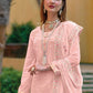 Pant Style Suit Georgette Peach Embroidered Salwar Kameez