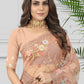 Classic Net Peach Embroidered Saree