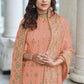 Salwar Suit Faux Georgette Peach Embroidered Salwar Kameez