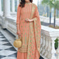 Salwar Suit Faux Georgette Peach Embroidered Salwar Kameez