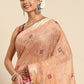 Trendy Saree Poly Cotton Peach Embroidered Saree