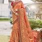 Trendy Saree Vichitra Silk Peach Diamond Saree