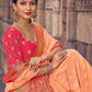 Classic Georgette Peach Embroidered Saree