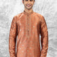 Kurta Pyjama Brocade Jacquard Silk Peach Fancy Work Mens