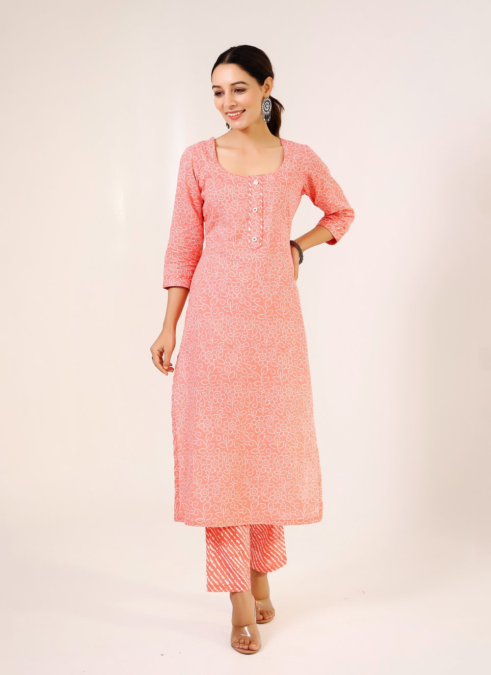 Pant Style Suit Cotton Peach Fancy Work Salwar Kameez