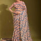 Classic Linen Peach Digital Print Saree
