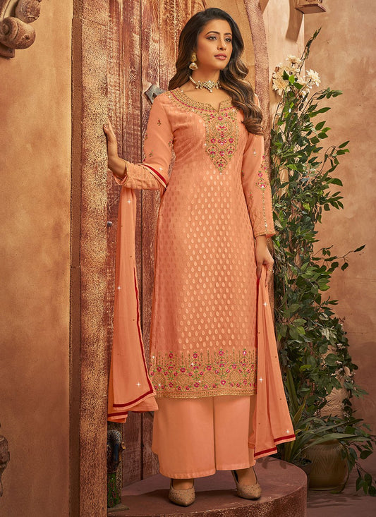 Straight Salwar Suit Brasso Peach Diamond Salwar Kameez