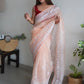 Trendy Saree Organza Peach Embroidered Saree