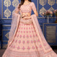 A Line Lehenga Georgette Peach Embroidered Lehenga Choli