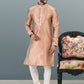 Kurta Pyjama Banarasi Silk Jacquard Peach Fancy Work Mens