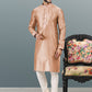 Kurta Pyjama Banarasi Silk Jacquard Peach Fancy Work Mens