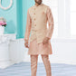 Kurta Payjama With Jacket Banarasi Silk Dupion Silk Peach Jacquard Work Mens