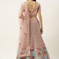 Lehenga Choli Net Peach Embroidered Lehenga Choli